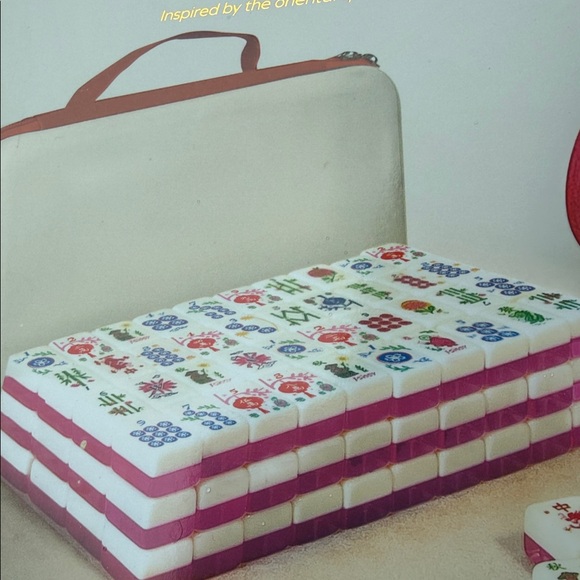 NWT Mahjong Mah Jongg Set Blooming Edition Floral Bag Mat Case Bag Racks Pink - Picture 5 of 16